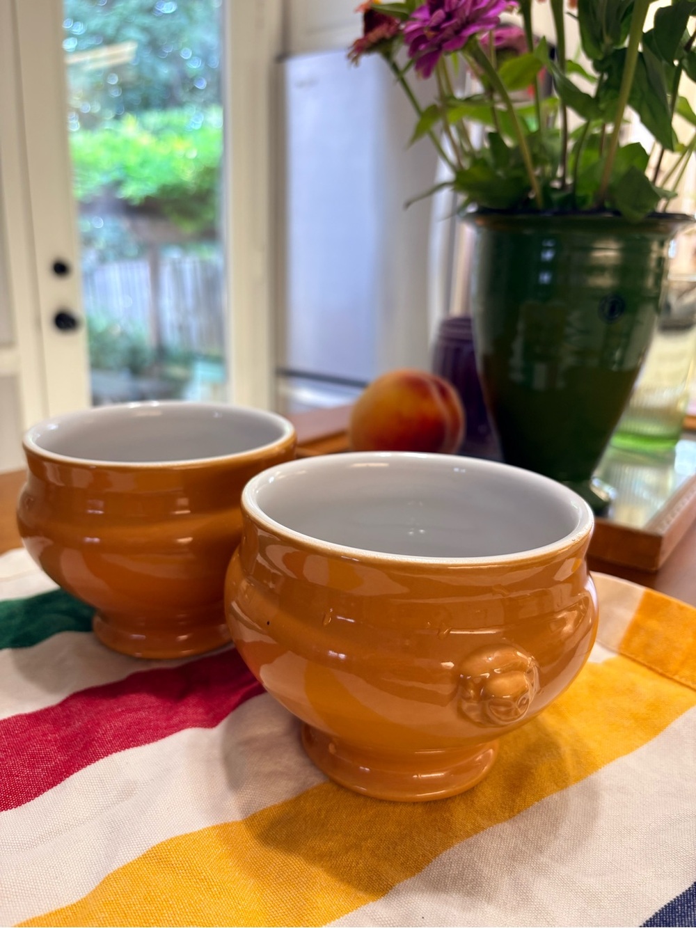Emile Henry Glossy Orange Ceramic Soup Bowls - Set of 2